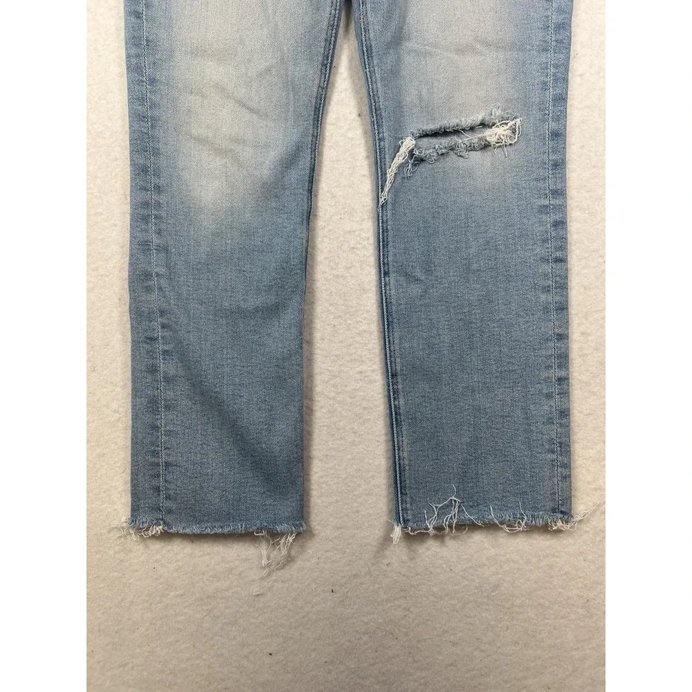 Mother Blue‎ The Mid Rise Dazzler Ankle Step Fray Jeans 31 Hopeless Romantic